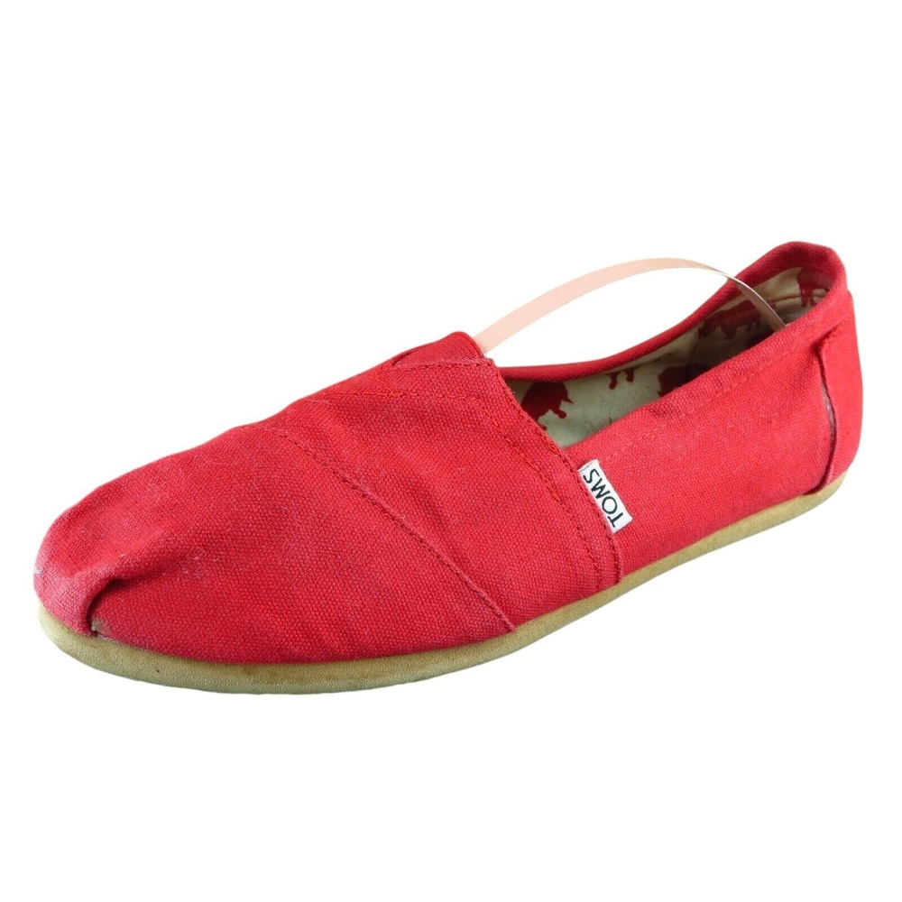 Toms Sz 10 M Red‎ Round Toe Flat Fabric